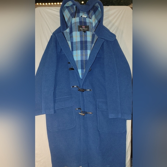 Classic Men's Blue Hooded Trench Coat